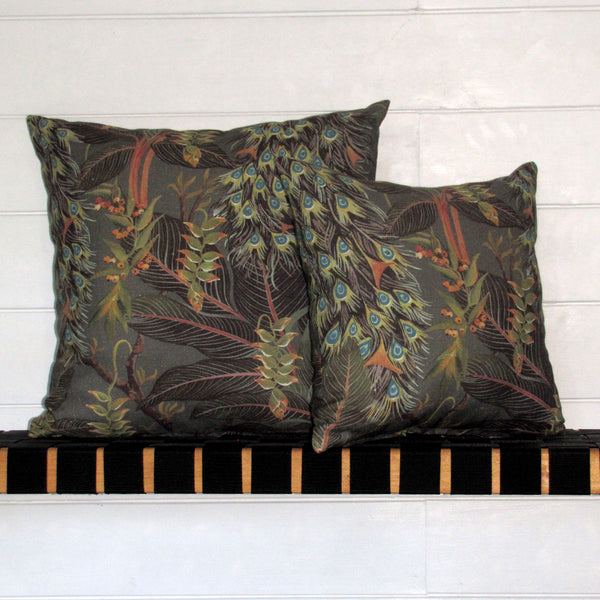 Royal Peacock linen cushion cover