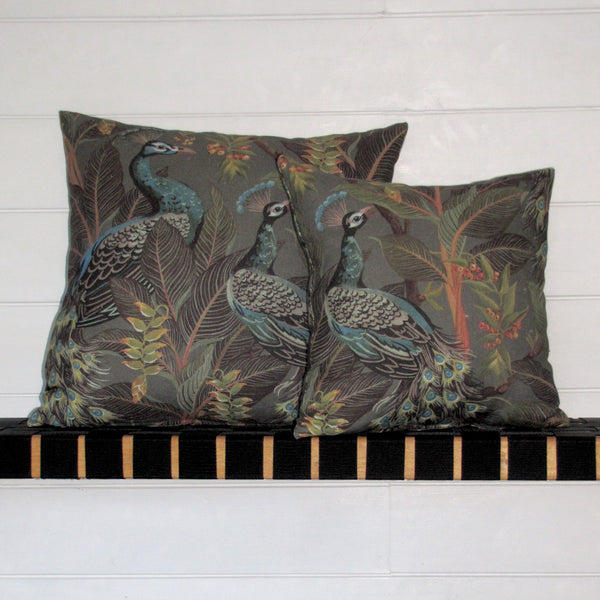 Royal Peacock linen cushion cover