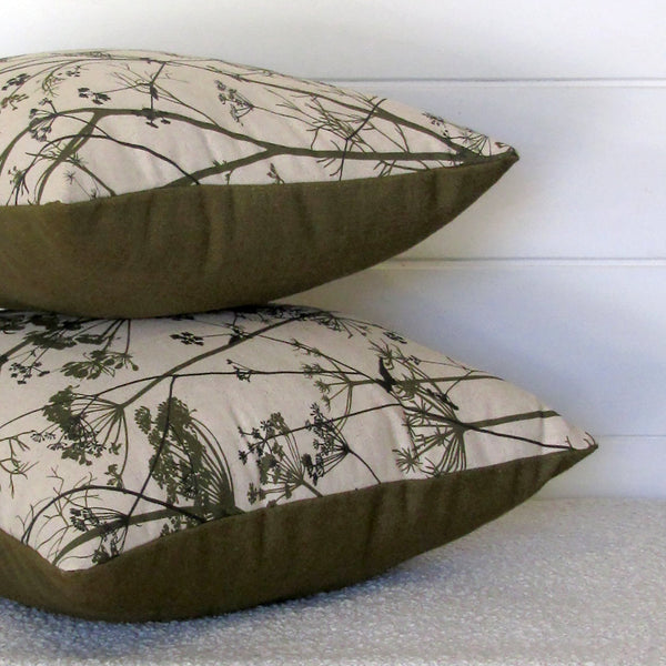 made to order Wild Chervil cushion cover, olive