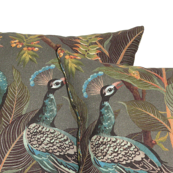 Royal Peacock linen cushion cover