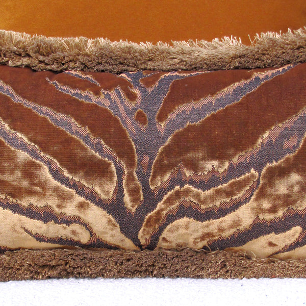 custom Bengal Tiger Gold Cushion Cover with fringe