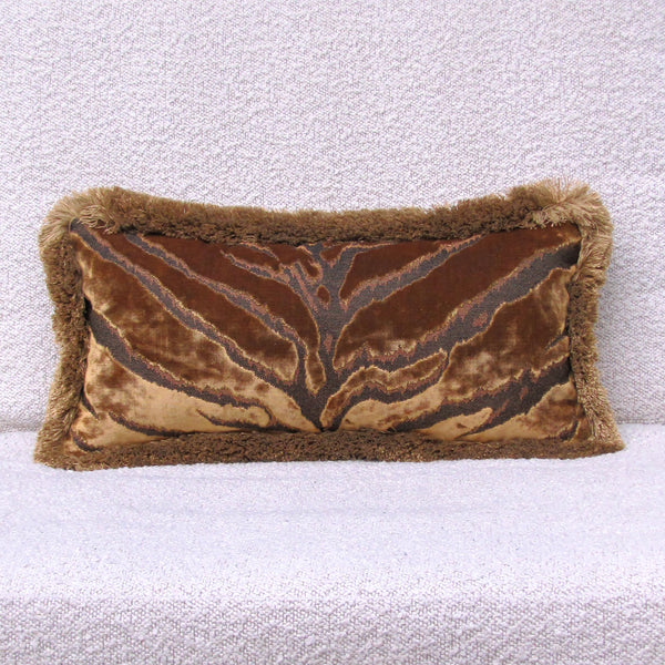 custom Bengal Tiger Gold Cushion Cover with fringe