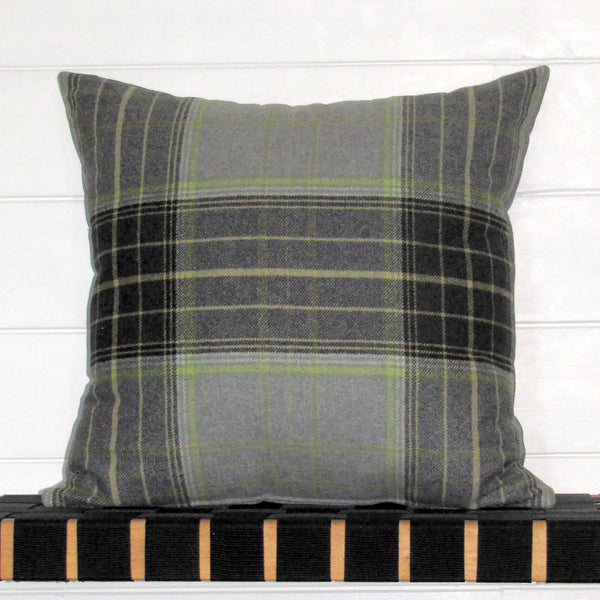 Bainbridge Lime check cushion cover