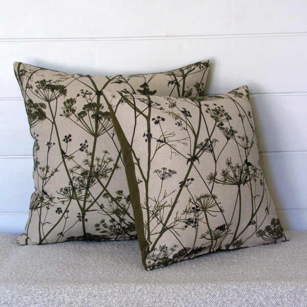 made to order Wild Chervil cushion cover, olive