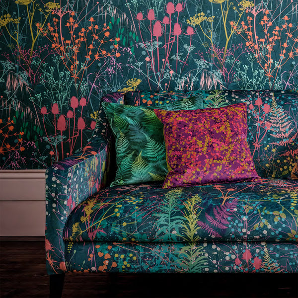 Woodland Fern Velvet, Peacock