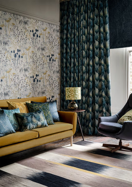 Woodland Fern Velvet, Ink Blue