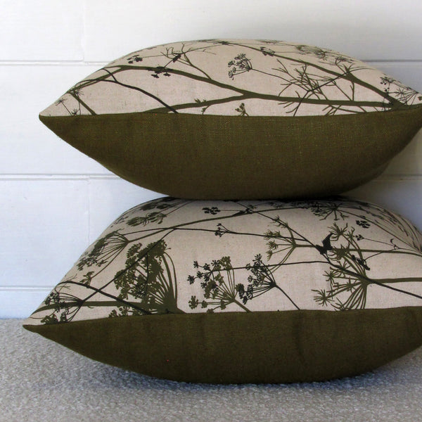 made to order Wild Chervil cushion cover, olive