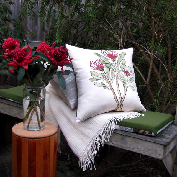 made to order waratah linen cotton cushion cover