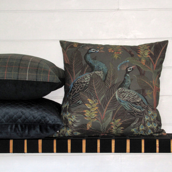 Royal Peacock linen cushion cover