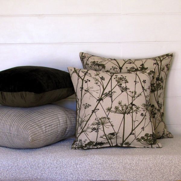 made to order Wild Chervil cushion cover, olive