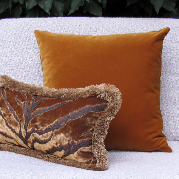 custom Bengal Tiger Gold Cushion Cover with fringe