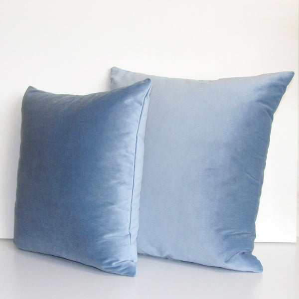 Cloud blue velvet cushion cover
