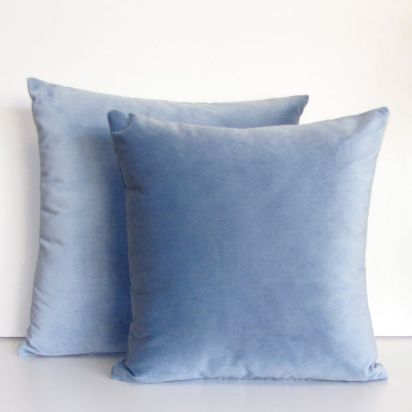 Cloud blue velvet cushion cover