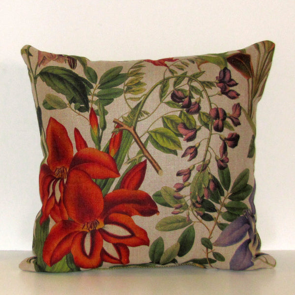 Twining linen cushion cover, green reverse