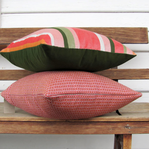 Coral South Beach Stripe, indoor/outdoor cushion cover