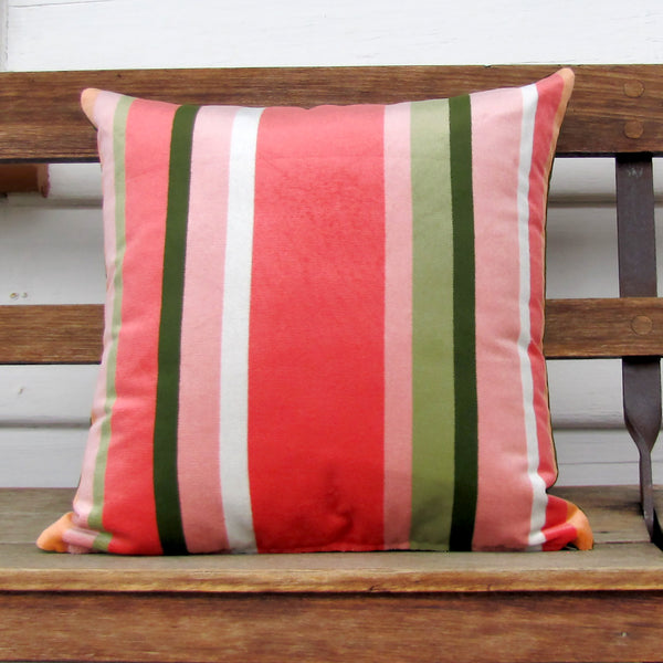 Coral South Beach Stripe, indoor/outdoor cushion cover