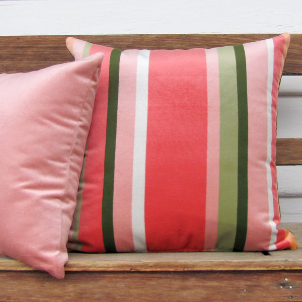 Coral South Beach Stripe, indoor/outdoor cushion cover