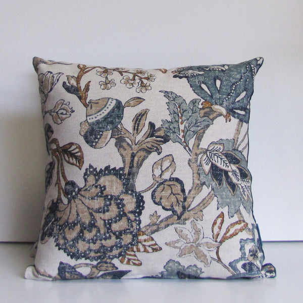 St Clair & teal linen cushion cover