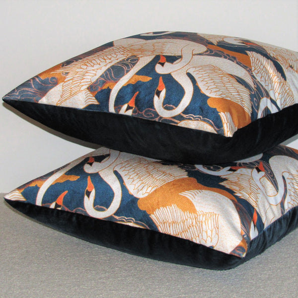 Swan velvet cushion cover