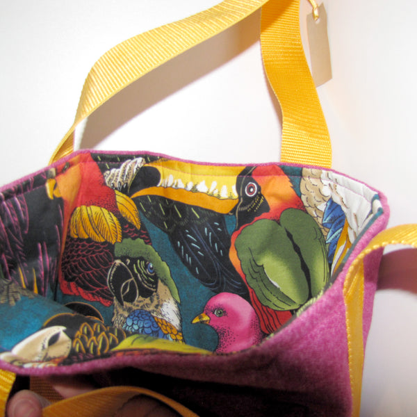 tote bag, pink dolly with yellow strap