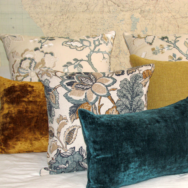 St Clair & teal linen cushion cover