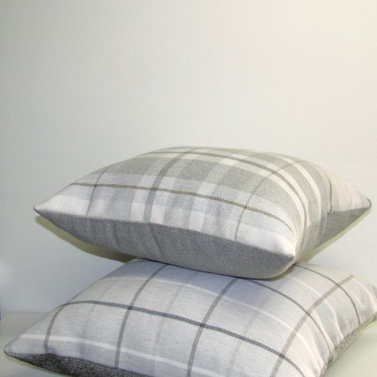 Sutherland Oatmeal check cushion cover