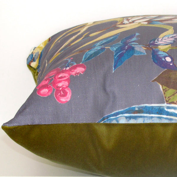 Orchard linen cushion cover, blueberry