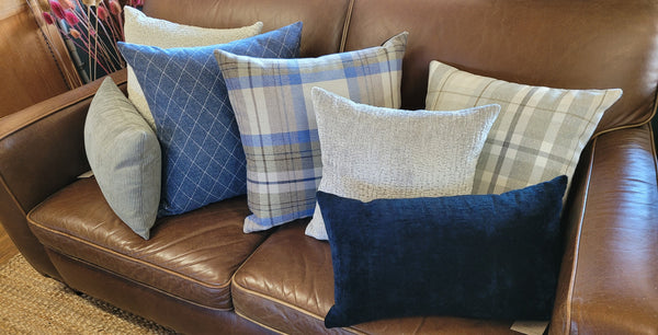 Lanark Larkspur check cushion cover