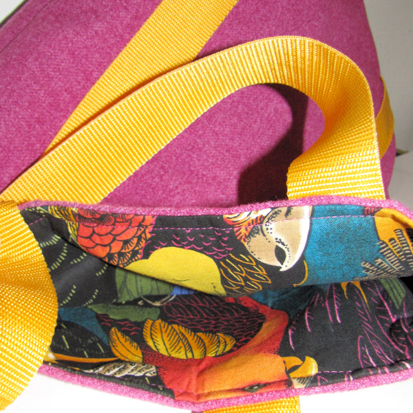 tote bag, pink dolly with yellow strap