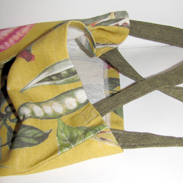 handy tote, mustard linen with olive handles