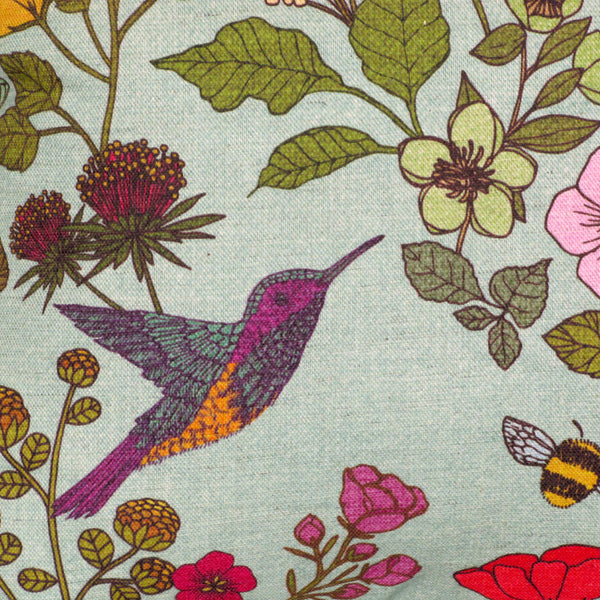 Hummingbird linen & velvet cushion cover