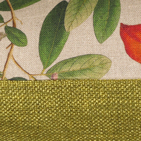Twining linen cushion cover, green reverse