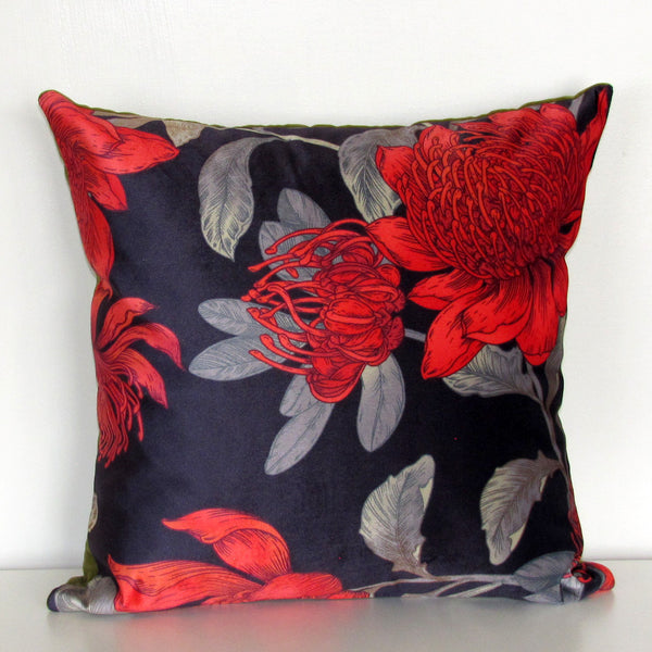 waratah velvet cushion cover