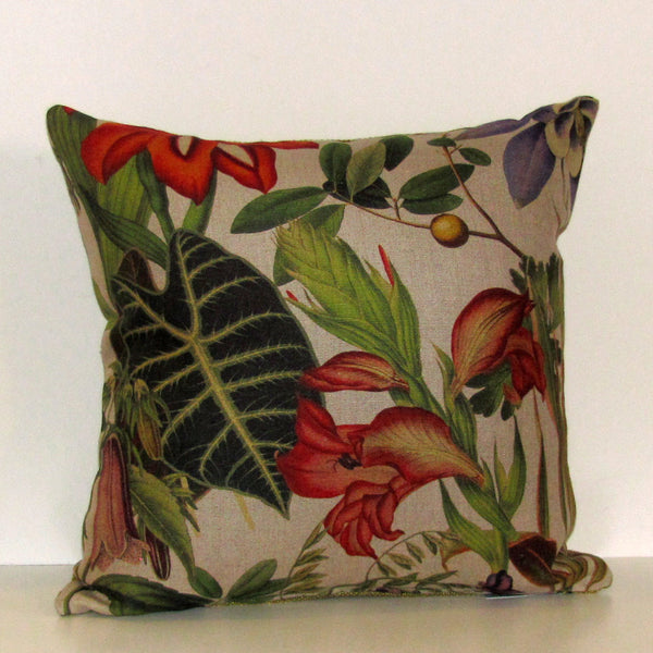 Twining linen cushion cover, green reverse