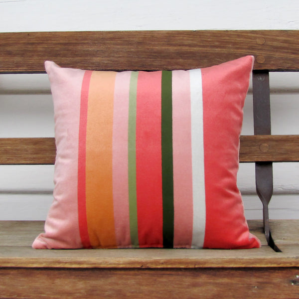 Coral South Beach Stripe, indoor/outdoor cushion cover