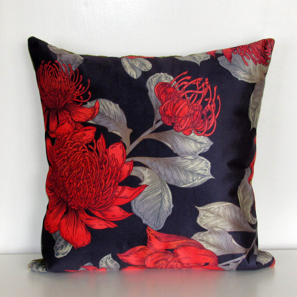 waratah velvet cushion cover