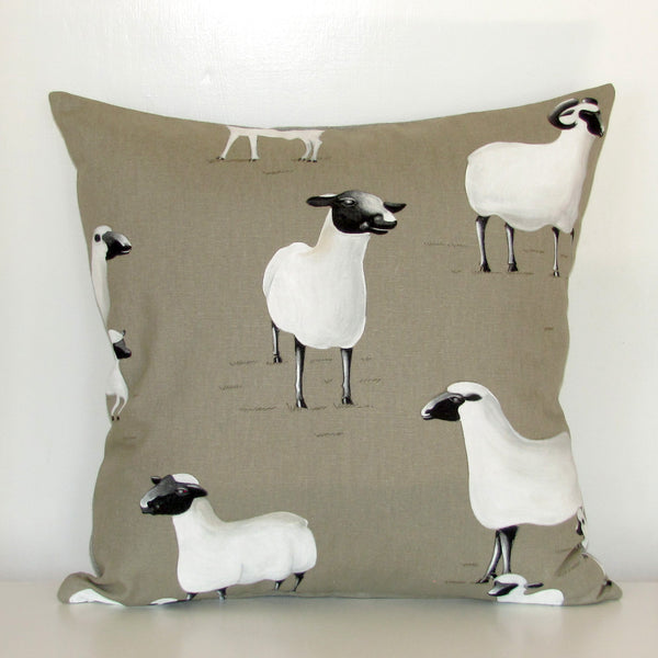 La Brebis linen cushion cover, sheep design