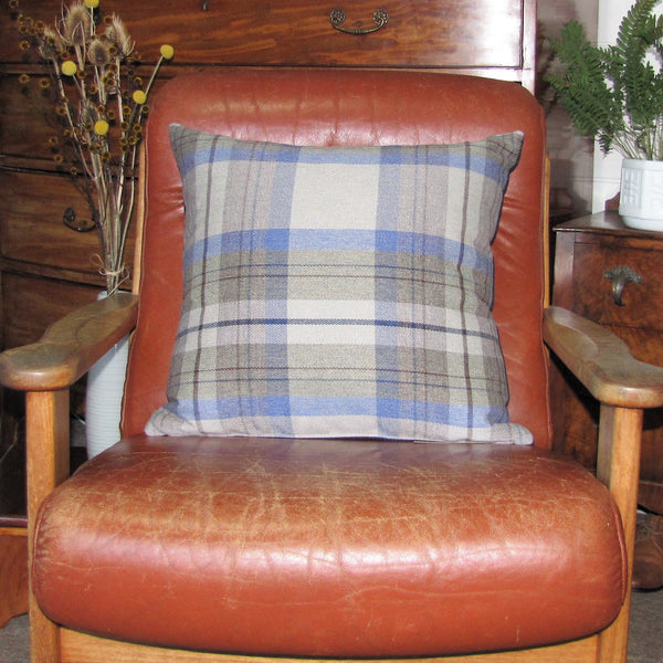 Lanark Larkspur check cushion cover