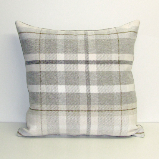 Sutherland Oatmeal check cushion cover