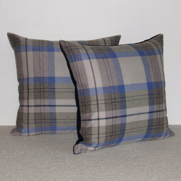 Lanark Larkspur check cushion cover