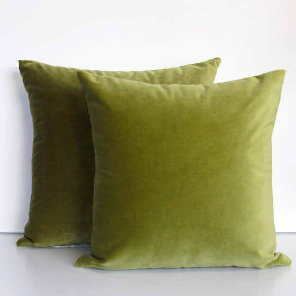 Moss green velvet cushion cover