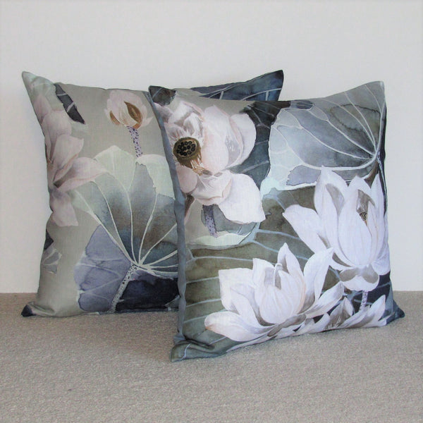 Lotus linen cushion cover