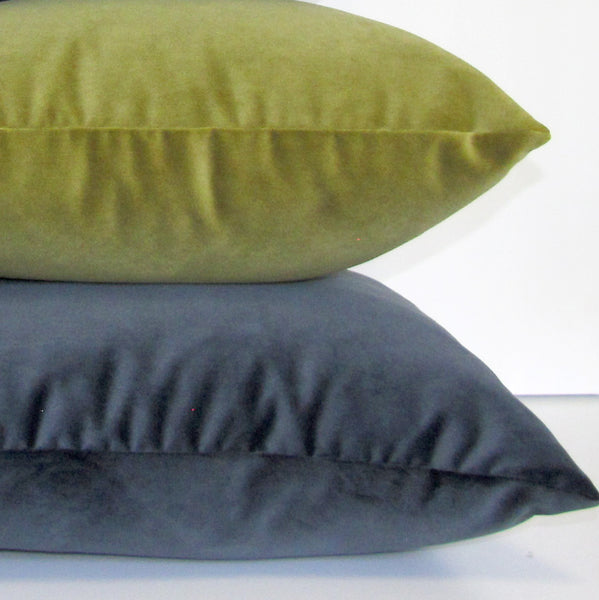 Moss green velvet cushion cover