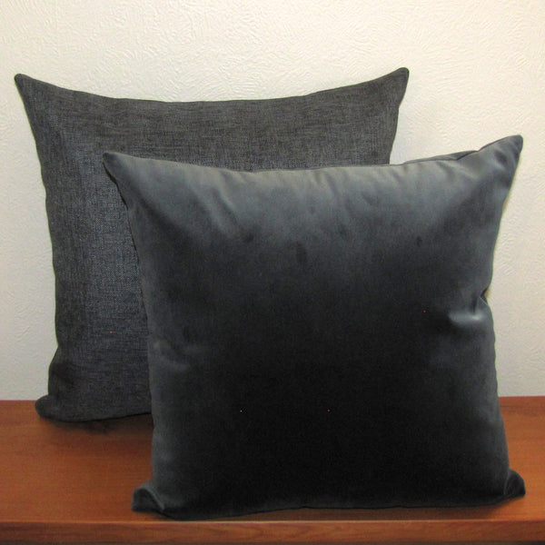 Granite grey velvet cushion cover