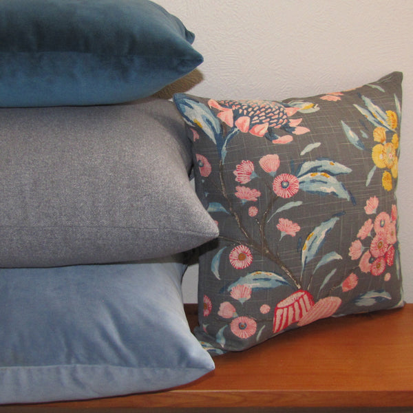Cloud blue velvet cushion cover