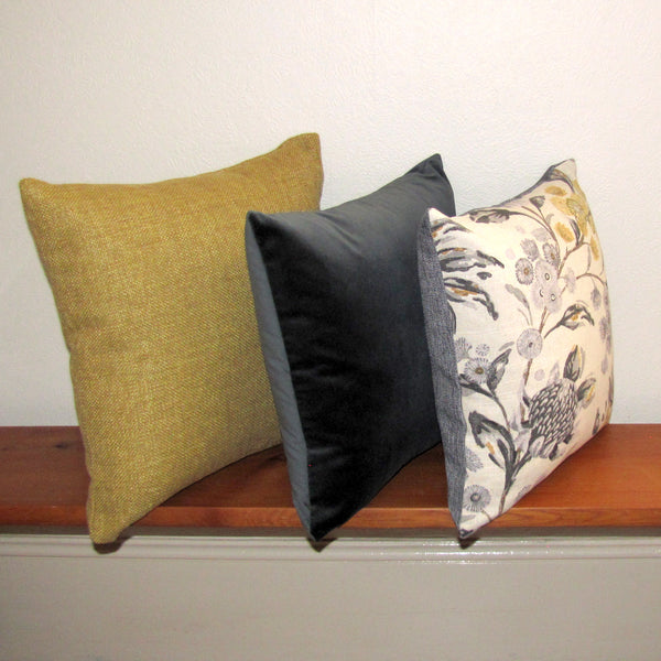 Granite grey velvet cushion cover