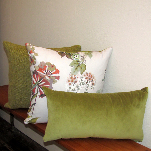 Moss green velvet cushion cover