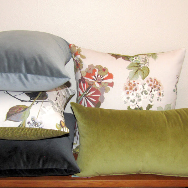 Moss green velvet cushion cover