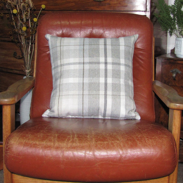 Sutherland Oatmeal check cushion cover