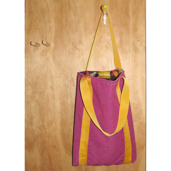 tote bag, pink dolly with yellow strap